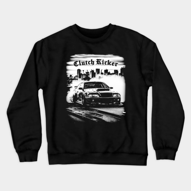 Clutch Kicker Burnout Car Sideways Drifting Crewneck Sweatshirt by FuturisticPixel